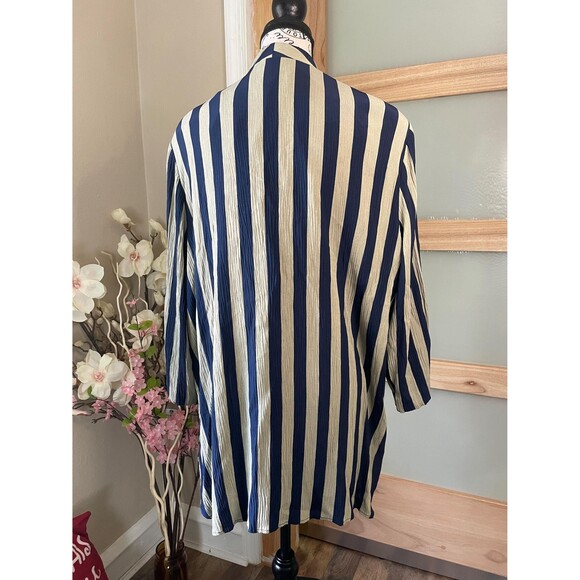Michael Blake Vintage Dress Shirt Button-down Long Tunic Blouse Striped - Picture 8 of 10